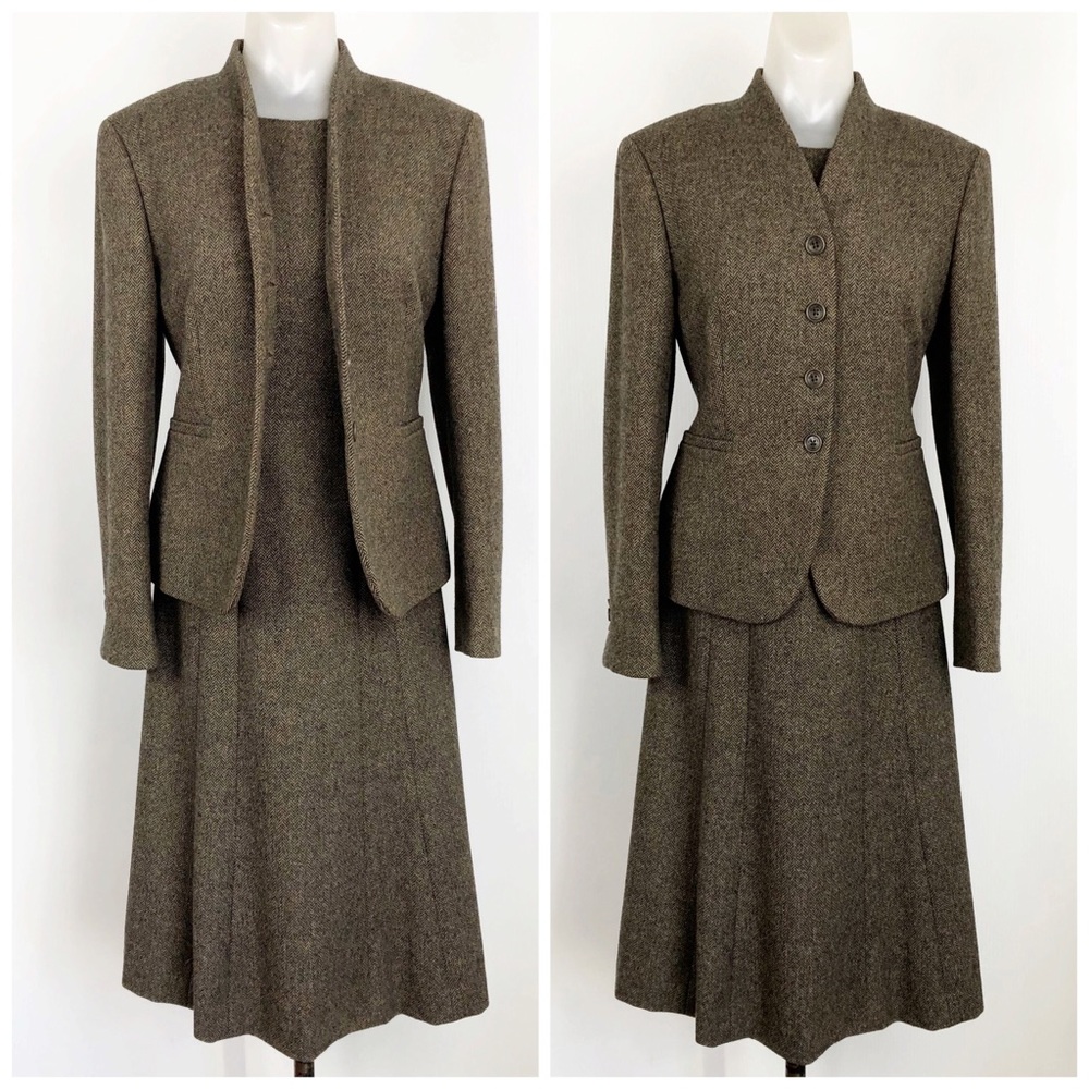 BROOKS BROTH 100% wool herringbone Tweed suit set